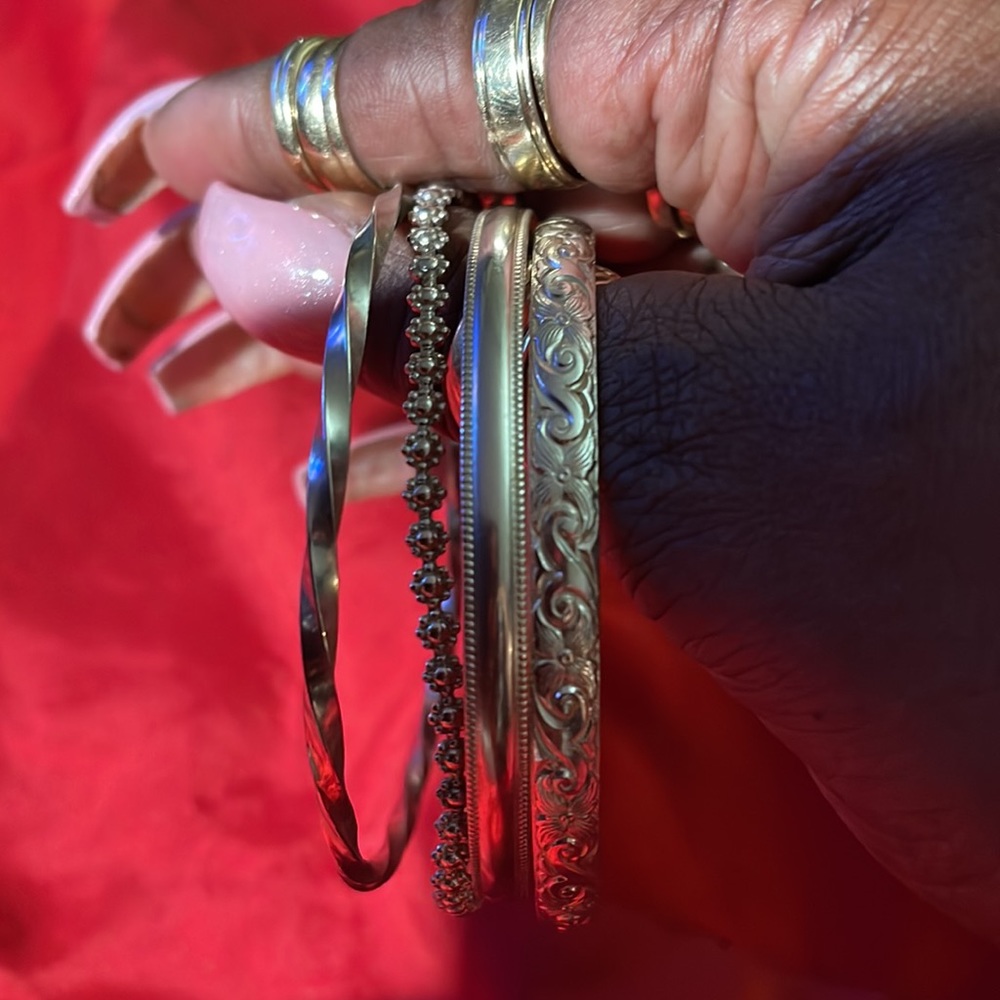 Sterling Silver Bangles Bracelets 925 100% Sterli… - image 4